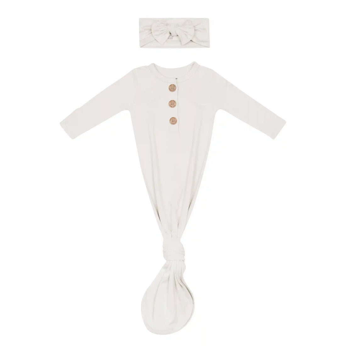 Knotted Day Gown with Bow Set in Oat
