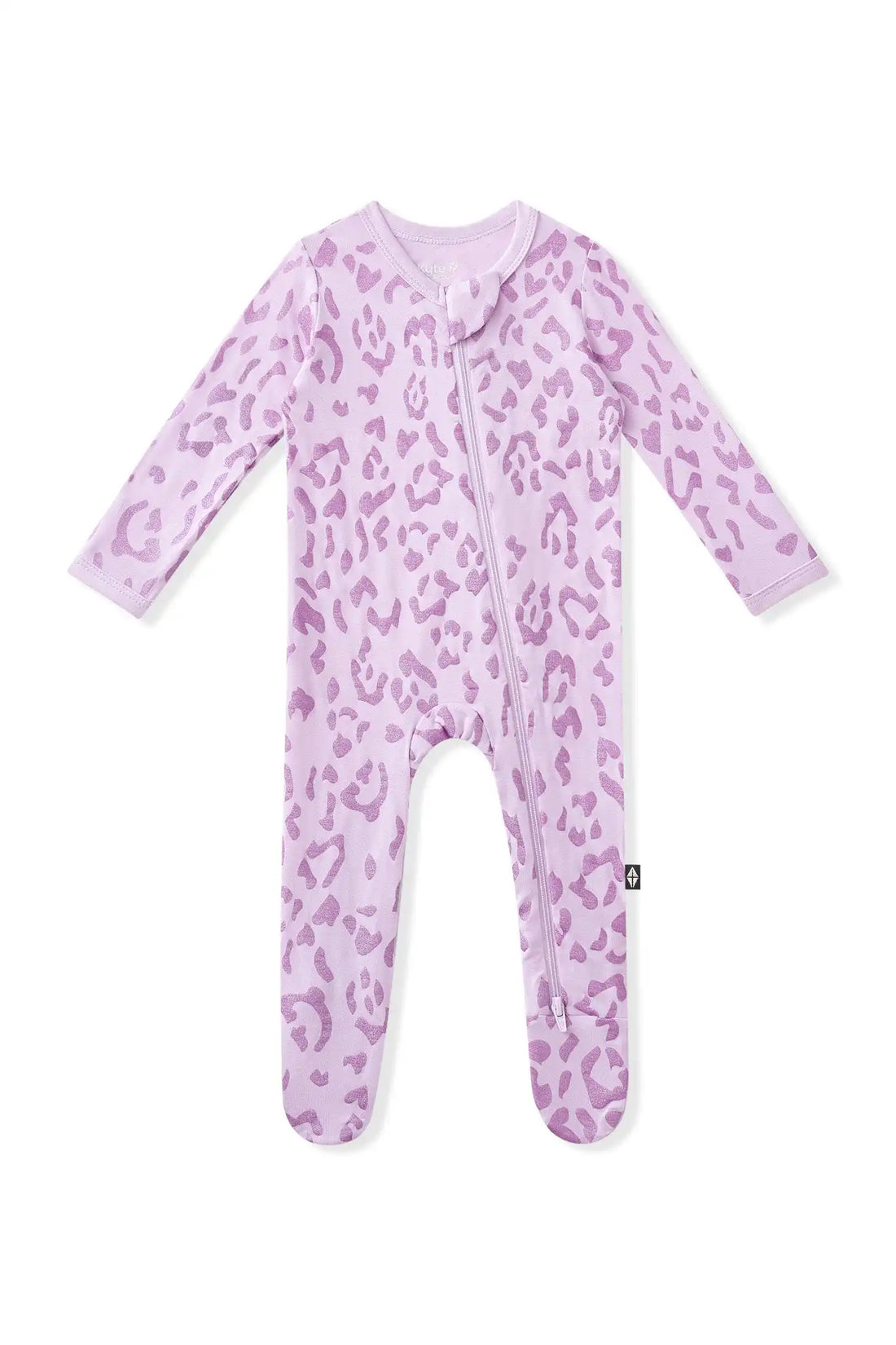 Zippered Footie in Thistle Leopard