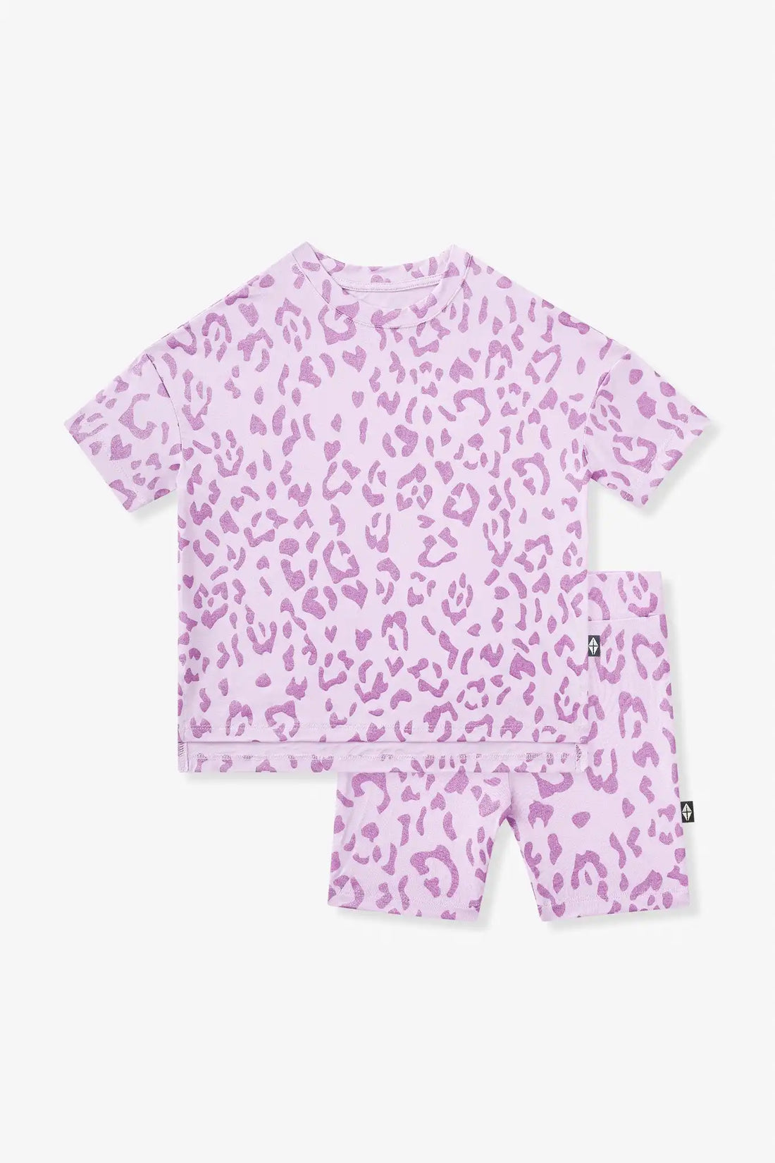 Toddler Biker Short Set in Thistle Leopard