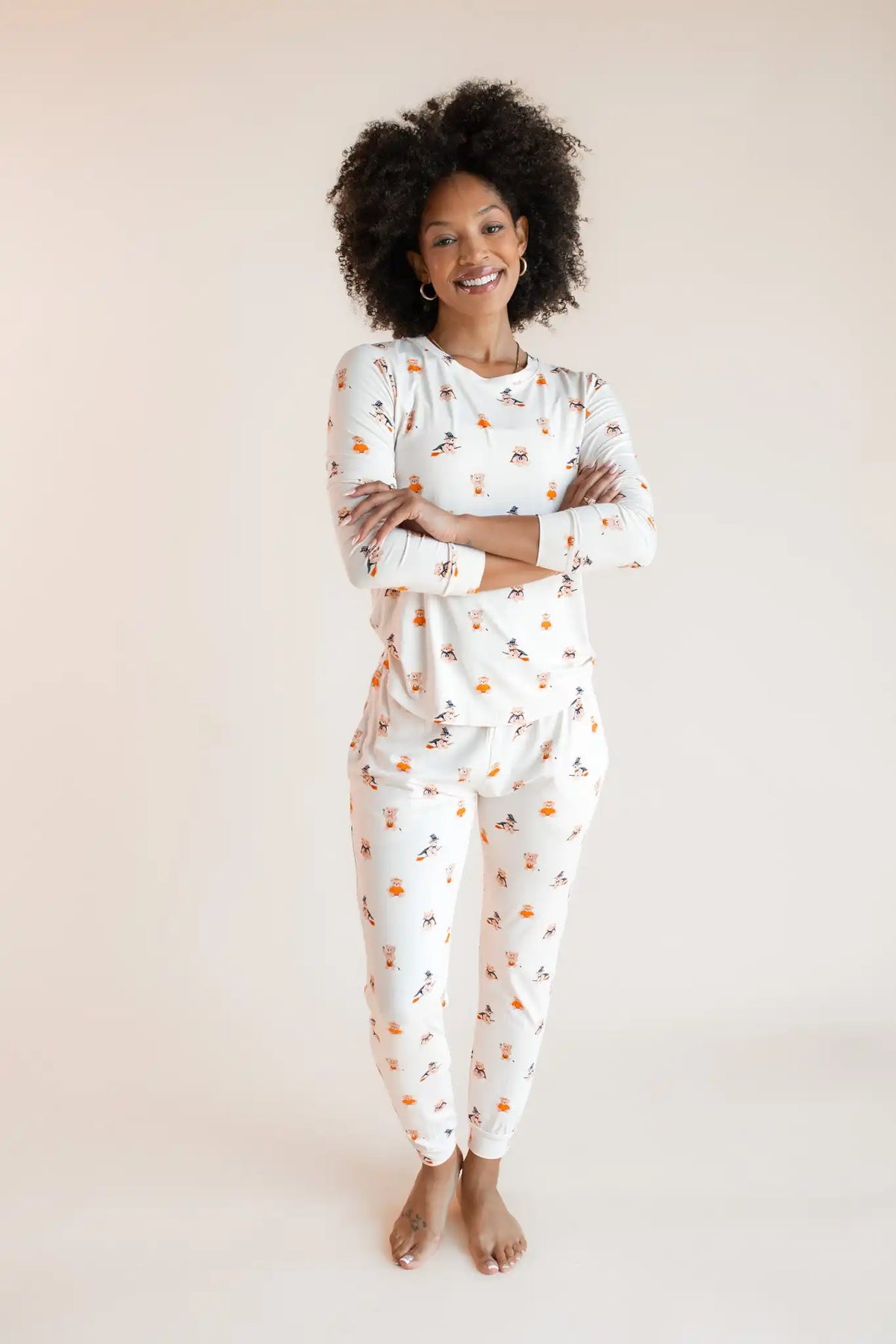Women's Jogger Pajama Set in Halloween Teddy