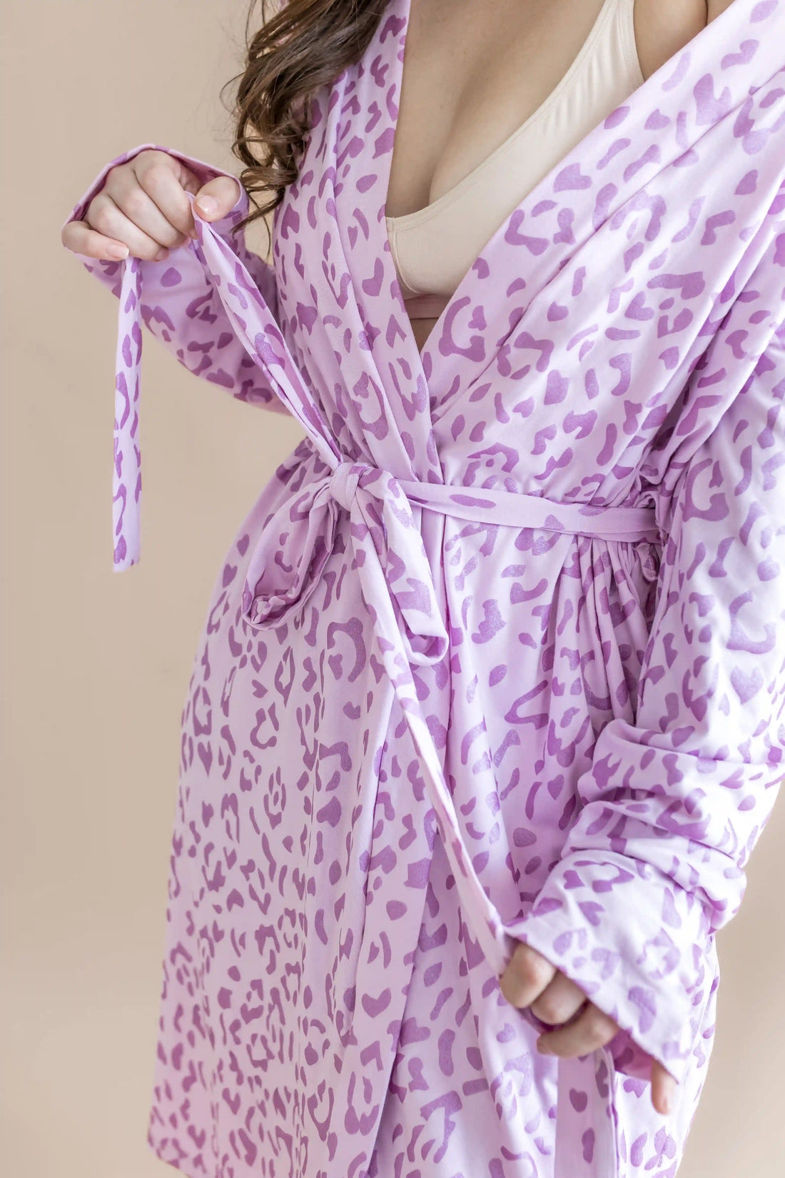 Women's Lounge Robe in Thistle Leopard