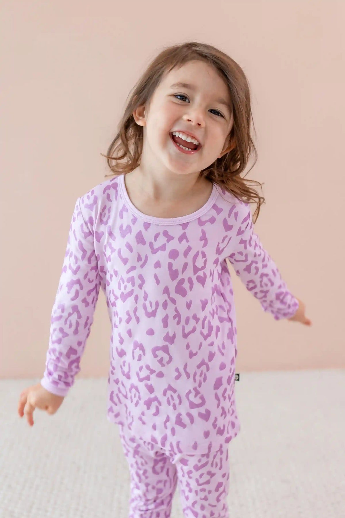 Long Sleeve Pajamas in Thistle Leopard